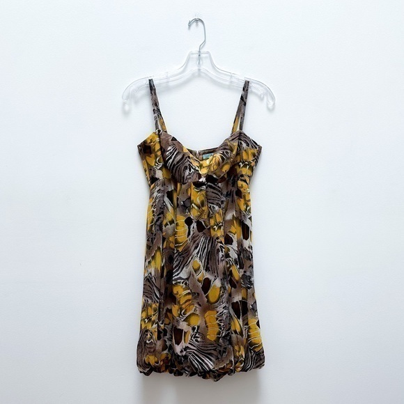 100% SILK Y2K Bubble Hem Mini Dress - Picture 1 of 8